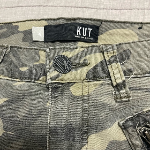 KUT From The Kloth  Green Camo Connie High Rise Ankle Skinny Jeans Size 4 - Picture 2 of 9